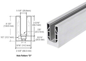 CRL 8B58D 8B Series Mill Aluminum 120" Square Base Shoe Drilled for 5/8" Glass