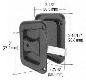 CRL A187 Black Sliding Screen Door Latch and Pull With 3" Screw Holes for Hat Section Doors