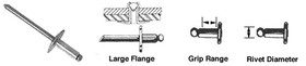 CRL Diameter to 3/16" Grip Range Large Flange Aluminum Mandrel and Rivet in Packs of