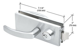 CRL AMR900A Clear Anodized Glass Mounted Latch with Lock, Thumbturn, and Lever Handles- North American