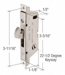 Adams Rite AR18470 1/2&#034; Wide Square End Face Plate Mortise Lock with 3-11/16&#034; Screw Holes for Adams Rite&#174; Doors and a 22-1/2 Degree Keyway