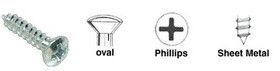 CRL 8 x Oval Head Phillips Sheet Metal Screws