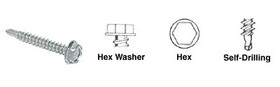 CRL AV9616 Zinc 10-16 x 1&#034; Hex Washer Head Tek&#174; Self-Drilling Screws