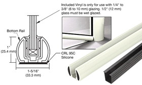 CRL AWS 48" Bottom Rail Kit Rigid Glazing Vinyl