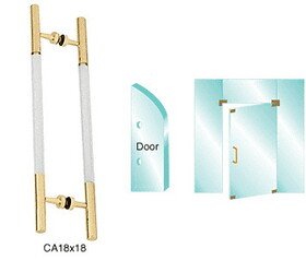 CRL CA18X18BR Polished Brass 24-1/2" Overall Length Glass Mounted Ladder Style Pull Handle with Acrylic Semi-Inserts