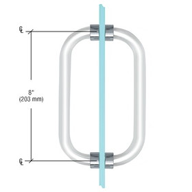 CRL 8" Acrylic Smooth Back-to-Back Shower Door Pull Handle with Rings