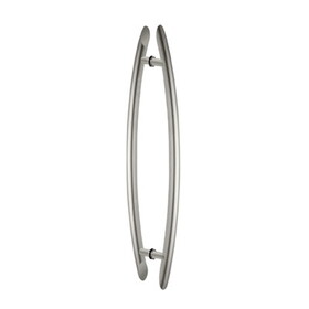 CRL CE18X18BS Brushed Stainless 18" Glass Mounted Crescent End-Mount Back-to-Back Pull Handle