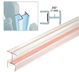 CRL CL0N310 Clear Copolymer Strip for T-Joint Junctions Where 3 Glass Panels Meet - 3/8" Tempered Glass