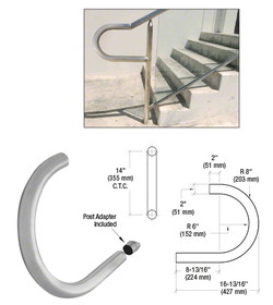 CRL Stainless CRS Cap Rail Return with Post Adaptor