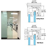 CRL CRL4901 490 Series Satin Anodized Wall/Ceiling Mount Sliding Door with Fixed Panel
