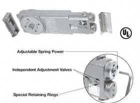 CRL CRL6762 Adjustable Spring Power 90&#176; No Hold Open Overhead Concealed Closer Body Only