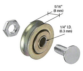 CRL D1500 1" Diameter Steel Ball Bearing Replacement Roller 5/16" Wide