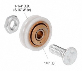 CRL D1504 1-1/4" Diameter Nylon Ball Bearing Replacement Roller 5/16" Wide