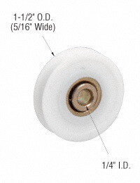 CRL D1506 1-1/2" Diameter Nylon Ball Bearing Replacement Roller 5/16" Wide