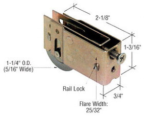 CRL D1708 1-1/4" Steel Sliding Glass Door Roller with 3/4" Wide Housing for Harcar and BeeCee Doors