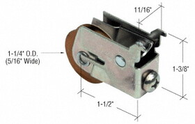 CRL D1752 1-1/4&#034; Steel Sliding Glass Door Roller with 11/16&#034; Wide Housing for Premier Doors