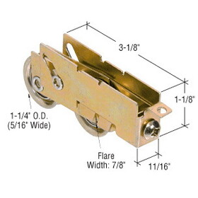 CRL D1880 1-1/4" Tandem Steel Ball Bearing Sliding Glass Door Roller with 11/16" Wide Housing