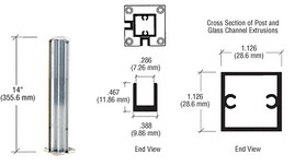 CRL D990A14CR Satin Anodized 14" Corner Design Series Partition Post