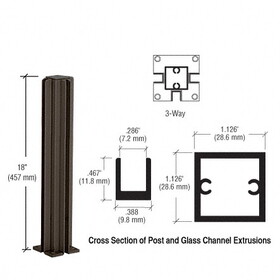 CRL D990DU183W Duranodic Bronze 18" 3-Way Design Series Partition Post