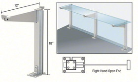 CRL 18" High Right Hand Open End Design Series Partition Post with 12" Deep Top Shelf