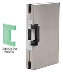 CRL DLER610BS Brushed Stainless 6" x 10" RH/LHR Custom Center Lock Glass Keeper with Deadlatch Electric Strike