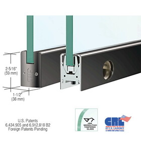 CRL 1/2" Glass Low Profile Square Door Rail With Lock - 35-3/4" Length