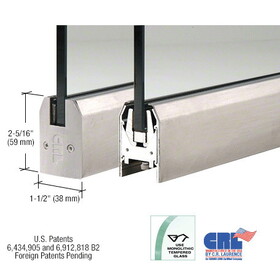 CRL DR2TBS38S Brushed Stainless 3/8" Glass Low Profile Tapered Door Rail Without Lock - 35-3/4" Length