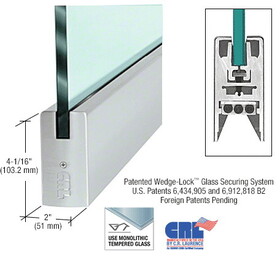 CRL 1/2" Glass 4" Square Door Rail Without Lock - 35-3/4" Length