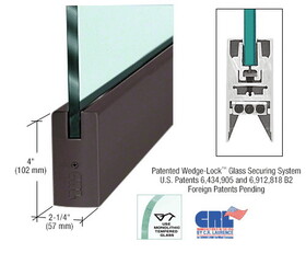 CRL 5/8" Glass 4" Square Door Rail Without Lock - 35-3/4" Length