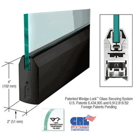 CRL 1/2" Glass 4" Tapered Door Rail Without Lock - 35-3/4" Length