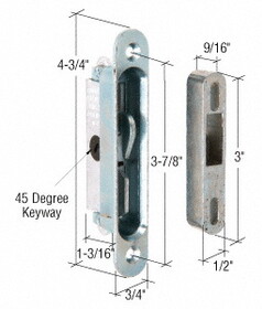 CRL E2079 3/4" Wide Mortise Lock and Keeper with 3-7/8" Screw Holes for Pennco Doors