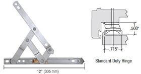 CRL EP28013 Truth&#174; 12&#034; Standard Duty 4-Bar Stainless Steel Window Hinge