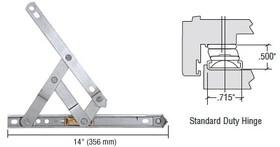 CRL EP28014 Truth&#174; 14&#034; Standard Duty 4-Bar Stainless Steel Window Hinge