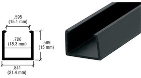 CRL EX6545 Black 1/2" Plastic U-Channel - 12' Long