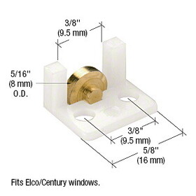 CRL G3061 Sliding Window Roller with 5/16" Brass Wheel for Elco/Century Windows