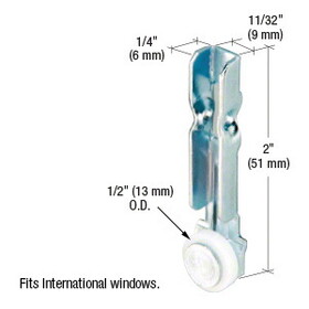 CRL G3077 1/2" Nylon Sliding Window Roller for International Windows