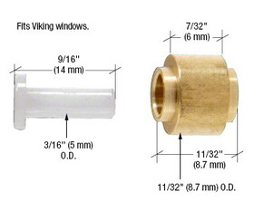 CRL G3116 11/32" Brass Replacement Sliding Window Roller with Axle Pin for Viking Series M70 Windows