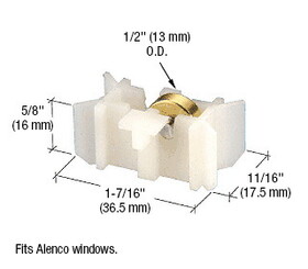 CRL G3166 1/2" Flat Edge Steel Window Roller for Alenco Windows