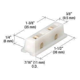 CRL G3222 7/16&#034; Flat Edge Tandem Brass Window Roller Assembly with 3/8&#034; Wide Housing