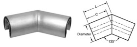 CRL Stainless 1-1/2" Diameter 135 Degree Horizontal Corner for 1/2" or 5/8" Glass Cap Railing