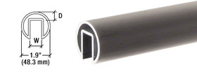 CRL 1.9" Extruded Aluminum Cap Rail for 1/2" or 5/8" Glass - 240"