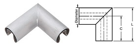 CRL Stainless 2-1/2" Diameter 90 Degree Horizontal Corner for 1/2" or 5/8" Glass Cap Railing