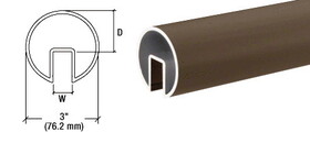 CRL 3" Extruded Cap Rail for Glass - 240"