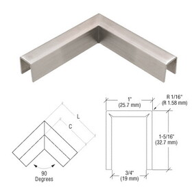 CRL Stainless 90 Degree Horizontal Corner for 11 Gauge Crisp Corner Cap Railings