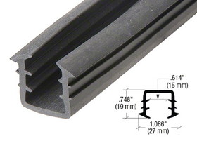 CRL Roll Form Cap Rail Black Rubber Insert for and Monolithic Glass and mm) Laminated Glass