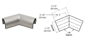 CRL GRRF15H3BS Brushed Stainless Steel 1-1/2" Diameter Roll Form 135 Degree Horizontal Corner