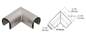 CRL GRRF20HBS 1-7/8" Brushed Stainless Steel 90 Degree Horizontal Roll Formed Cap Rails Corner