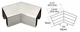 CRL GRS15H3BS Brushed Stainless 135 Degree Horizontal Corner for 1-1/2" Square Glass Cap Railing