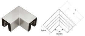 CRL Stainless 90 Degree Horizontal Corner for 1-1/2" Square Glass Cap Railing