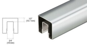 CRL GRS20PS Polished Stainless 2" Square Premium Cap Rail for 1/2" or 5/8" Glass - 120" Long